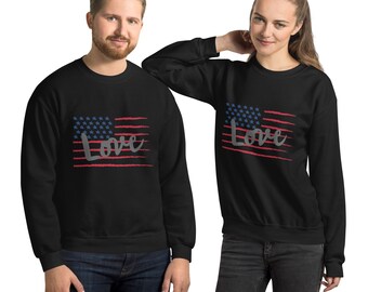 American Flag Shirt, American Love Shirt, Long Sleeve Flag Shirt, Love America Shirt, Patriotism Sweatshirt, Patriotic Unisex Sweatshirt
