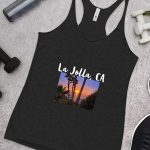 La Jolla Tank Top, California Tank Top, San Diego Tank Top, Original Photo of La Jolla Beach at Sunset Women&#39;s Racer-back Tank