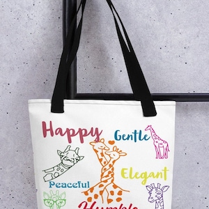 Giraffe Tote Bag, Giraffe Spirit Animal, Giraffe totem animal Tote, Giraffe Collector, Zoo Animal Bag, Giraffe Love. Personalize This Bag.