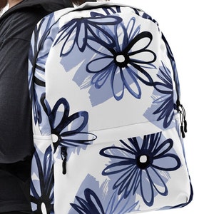 Blue White Flower Backpack - Etsy