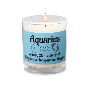 Aquarius Candle, Zodiac Sign, Astrological Sign, Birthday Glass jar soy wax candle