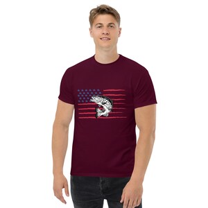 America Flag Shirt, Bass Fish Shirt, Fisherman&#39;s Shirt, Patriotic Shirt, American Flag Shirt, USA Shirt, America First Men&#39;s classic tee