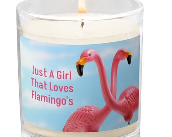 Flamingo Candle: Unscented Soy Wax Glass Jar Candle
