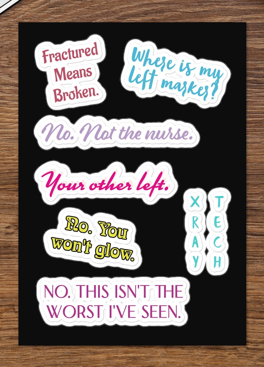 Funny Xray Tech Stickers, 7 Stickers, Rad Tech Sticker Sheet, Xray