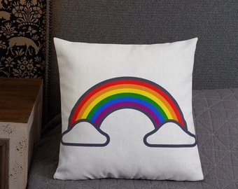 Almohada de doble cara con diseño de arcoíris del orgullo, relleno que mantiene la forma