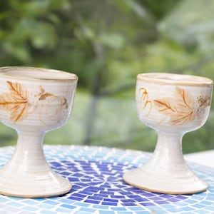 Bennett Welsh Pottery Goblets (Set of 2): 1970s Pacific Stoneware, Autumn Leaf Glaze