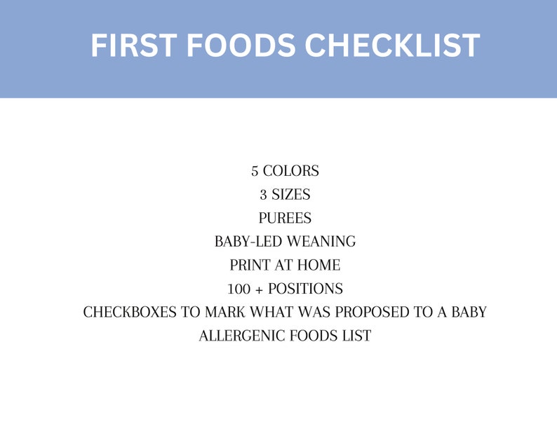 Baby's First Foods Checklist, 100 First Foods, Babyled Weaning, Puree, Food Tracker, Weaning