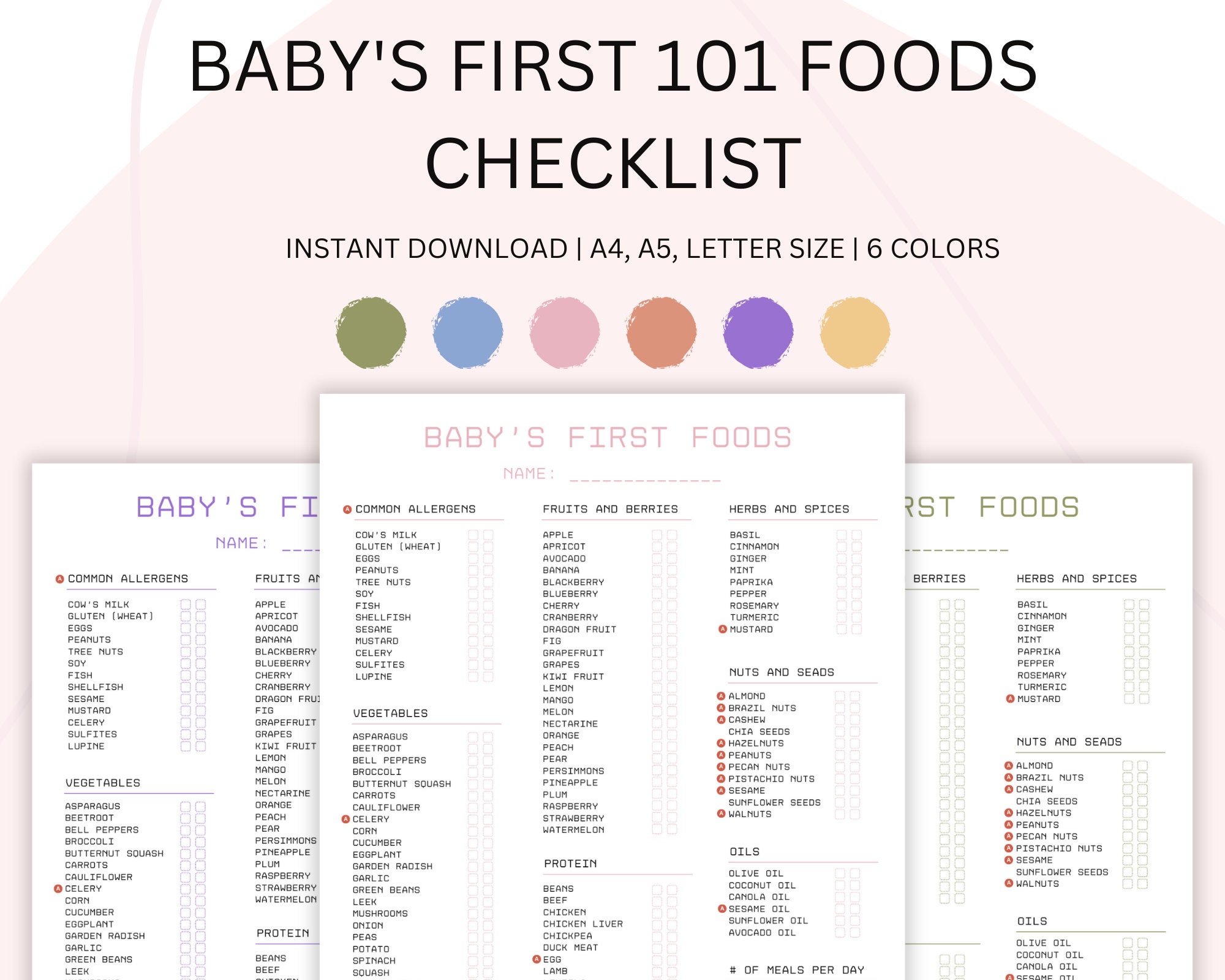 Baby Led Weaning Supplies Baby's First Foods Checklist, 100+ Foods
