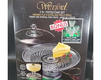 Anchor Hocking Wexford Cake Stand Dome Set NIB Punch Bowl + Cups