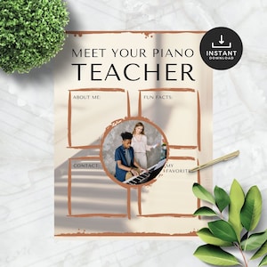 Meet The Teacher Newsletter | Piano Teacher Introduction | Boho Classroom Print Canva | Meet Your Piano Teacher Editable Template