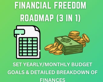 Fahrplan für finanzielle Freiheit mit monatlichen und Jahresbudget-Trackern (3 in 1)