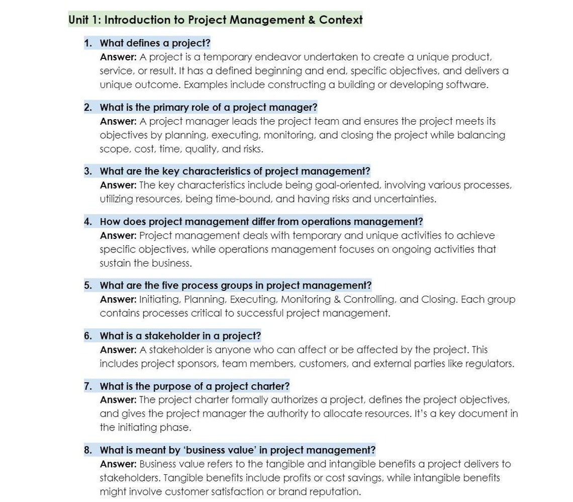 PMP Exam Prep Study Guide: 700+ Practice Questions, Answers & Glossary ...