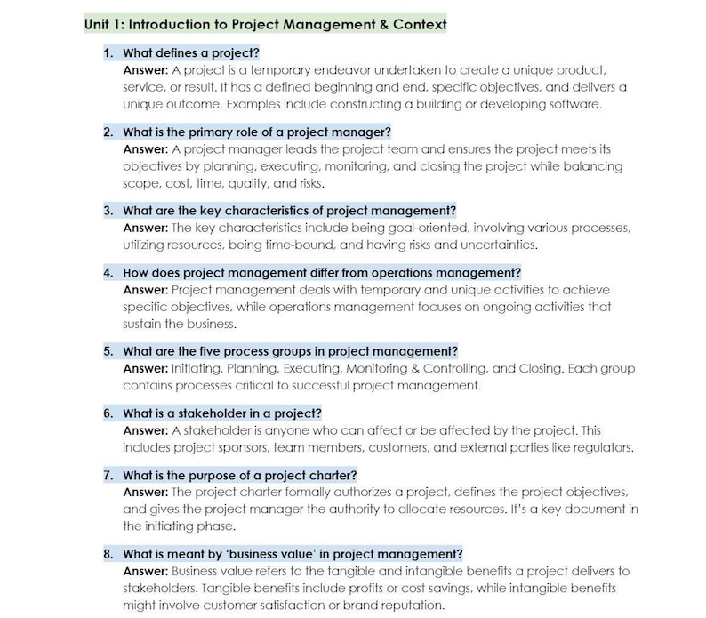 PMP Exam Prep Study Guide: 700+ Practice Questions, Answers & Glossary ...