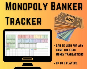 Arkusz kalkulacyjny Monopoly Money Tracker: Organizer do gier planszowych (cyfrowy)