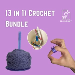 Portahilos portátil, anillo de crochet, contenedor (paquete 3 en 1) / SOLO ARCHIVO STL / Agregue a favoritos si está interesado en comprar uno físico
