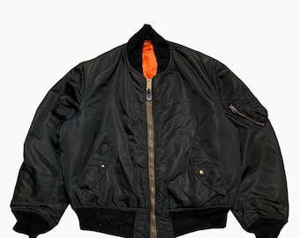 90's Alpha Industries MA-1 Black Reversible Flight Bomber Jacket