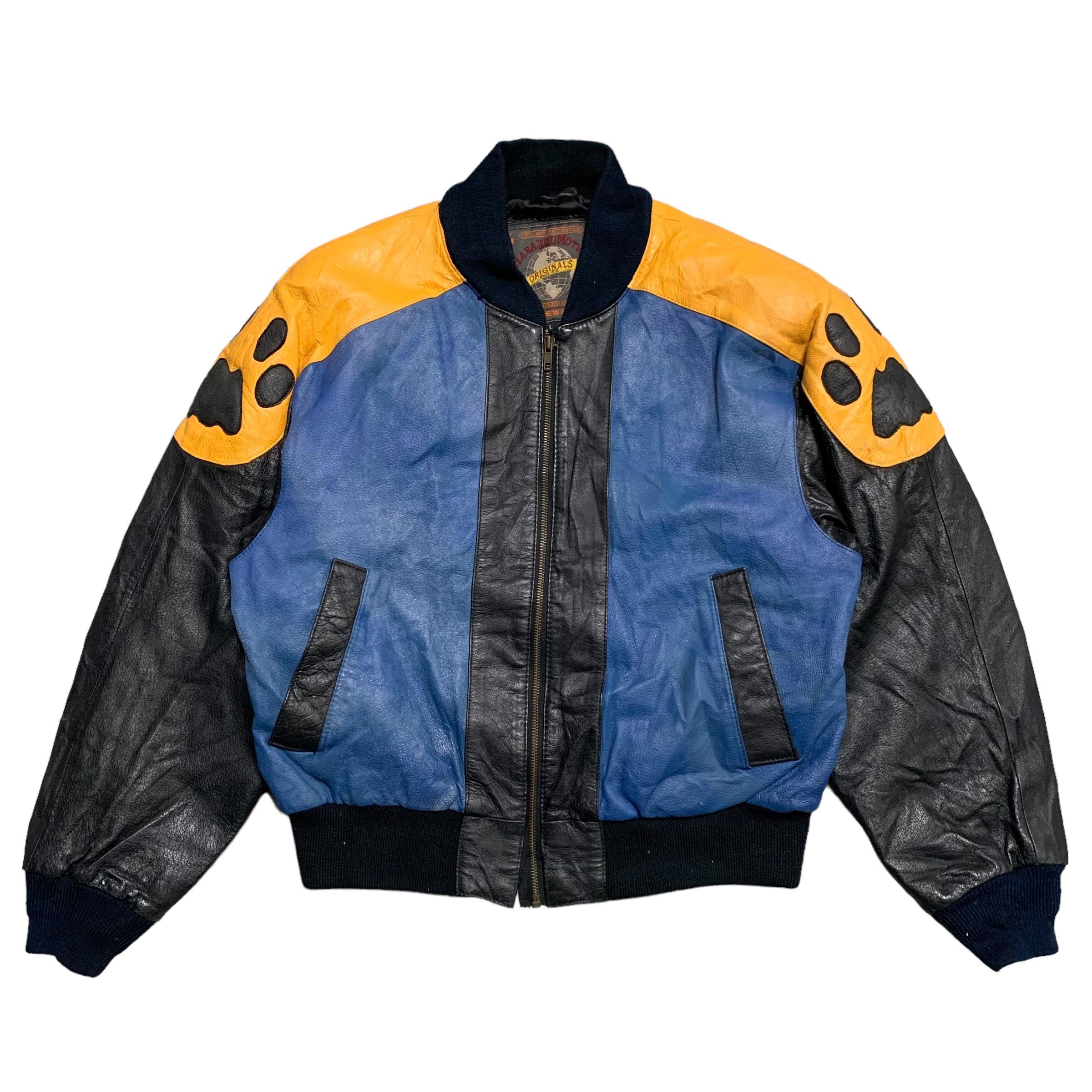Vintage Harajuku Mother Big Logo Color Block Leather Jacket Vintage Harajuku Mother Big Logo Color Block Leather Jacket