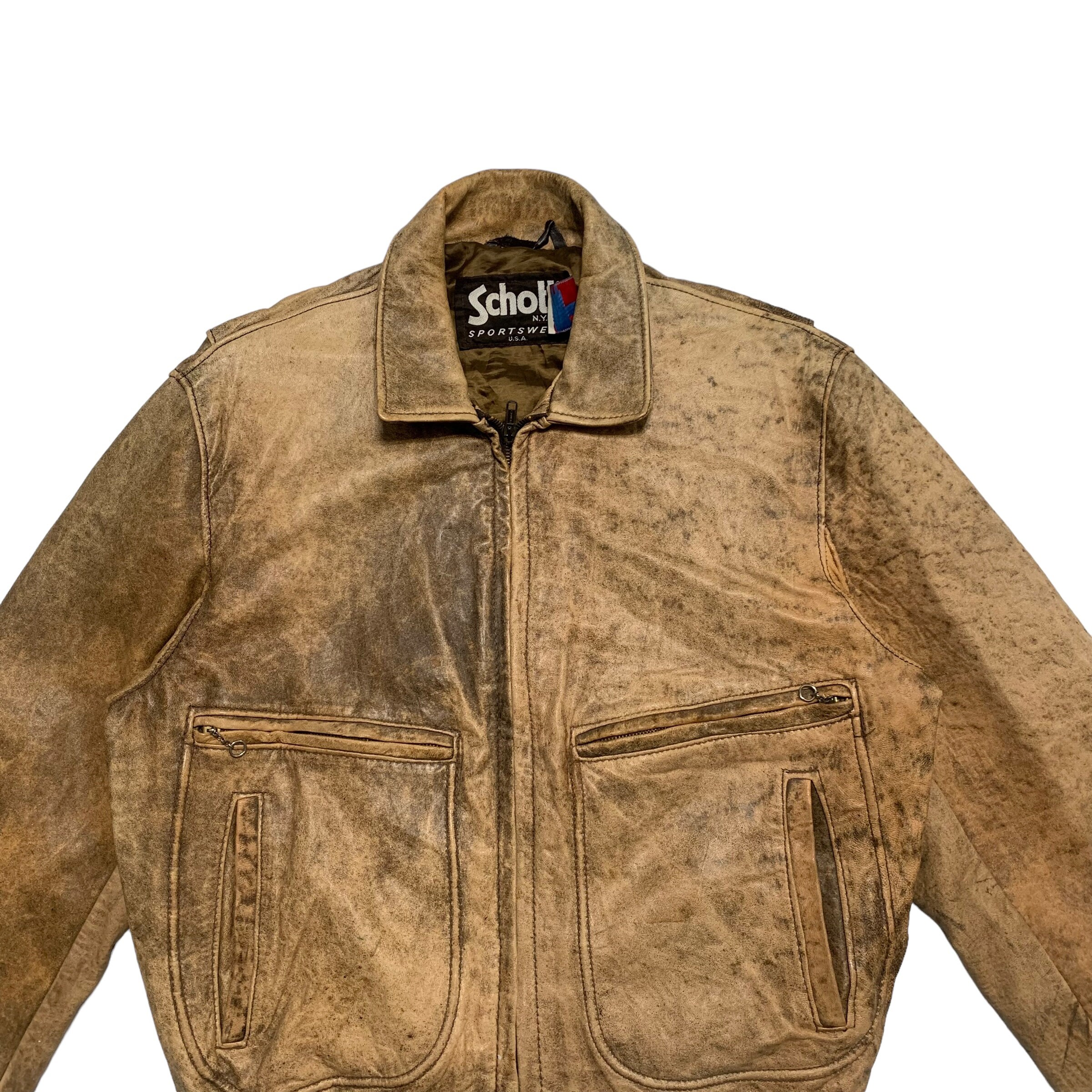 ジャケット・アウター 80s Schott suede leather bomber jkt Schott 80s Suede Leather Bomber Jacket MA-1 Style Vintage