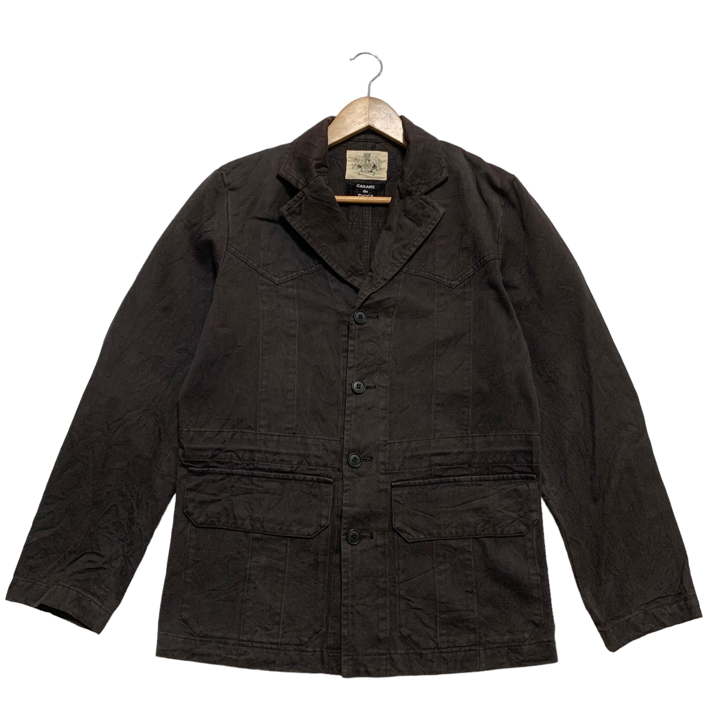 ZUCCa / CABANE de ZUCCA ブルゾンジャケット CABANE DE ZUCCA Navy Blue Moto Style Lightweight Cotton Zip