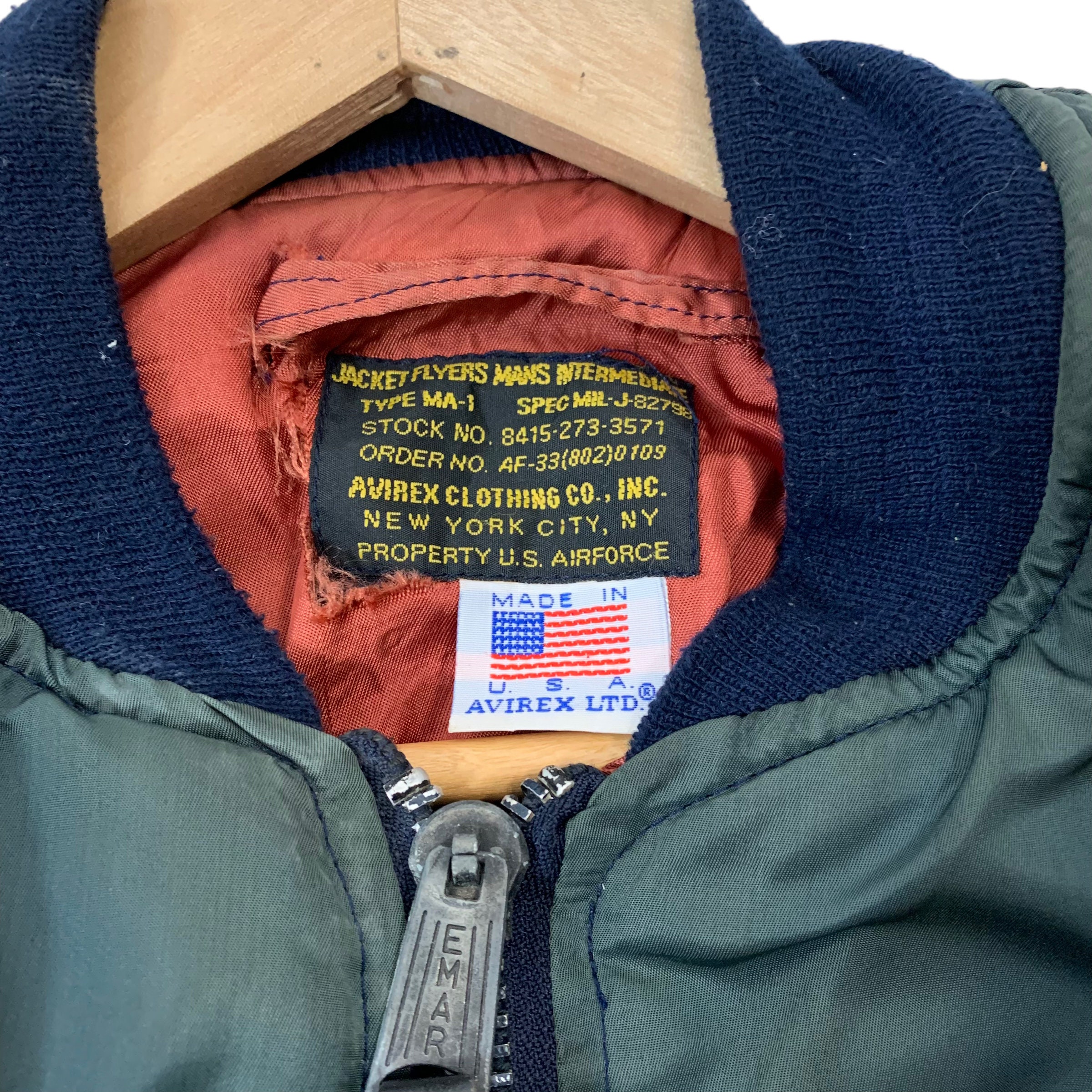 Vintage AVIREX USA MA-1 Military Bomber Jacket Big Logo - Etsy