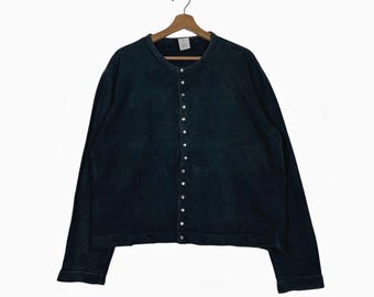 トップス 90s agnes b. knit cardigan black organic cotton Le Classique snap cardigan