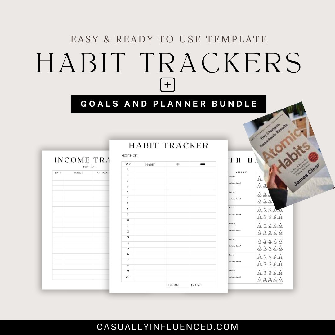 Atomic Habits Habit Tracker Kit, Atomic Habit Tracker Printable, Habit