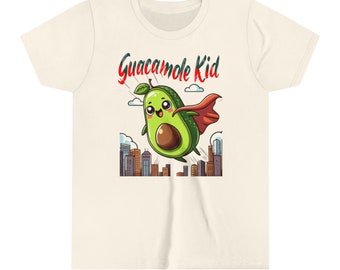 Guacamole Kid Kinder-T-Shirt. Fliegendes Avocado-T-Shirt. Kurzarm-T-Shirt für Jugendliche