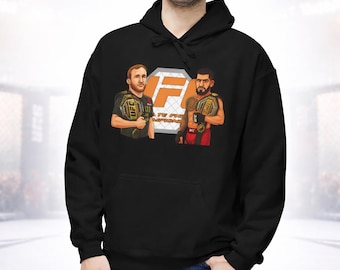 Topuria vs Gaethje Hoodie, MMA Champions Illustration, UFC Style Graphic Sweatshirt, Fight Fan Gift, UFC Wear