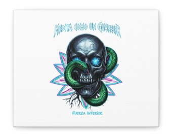 Meditate Like a Warrior Canvas | heavy metal wellness, gothic wellness quote