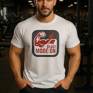 Beast Mode ON, Unisex Heavy Cotton Tee - Motivational Fitness T-Shirt