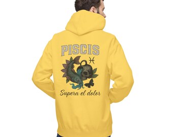 Pisces Floral Fish Hoodie | Pisces Overcome Pain Zodiac Sweatshirt