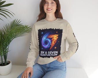 Six & Seven Quantum Flow Sweatshirt | Retro Neon Lightning Crewneck