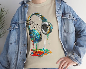 Colorful Dripping Headphones T-Shirt | Music Art Tee
