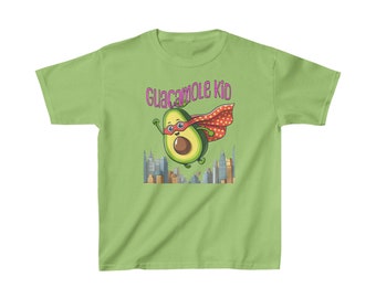 Guacamole Kinder T-Shirt, T-Shirt mit fliegender Avocado. Heavy Cotton™-T-Shirt für Kinder