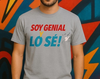 Fun Latin t-shirt for men or women, short sleeves with V-neck. "I'm great and I know it"