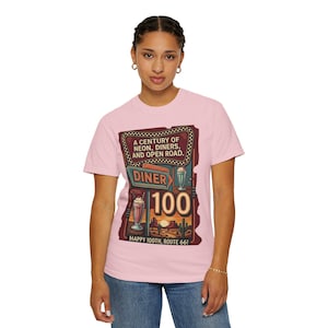Route 66 Diner 100th Anniversary T-shirt | Retro Neon Road Sign