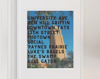 UF Gator Print -université de Floride, alligator, art mural, art mural de collège, art mural moderne, art mural tendance, impressions numériques, UF, décor de dortoir