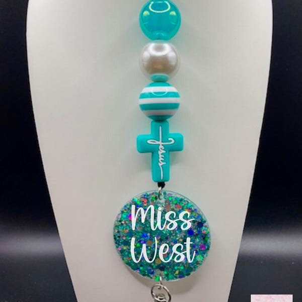 Cross Lanyard - Teacher or Nurse Lanyard - Personalized Gift - Jesus Cross