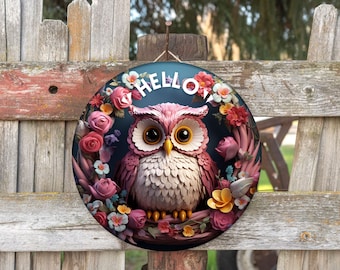 3D Owl Door Hanger png, 12 inch circular image digital download, high resolution png for sublimation designs, 12 inch sign