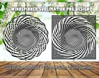 Dizzying Optical Illusion wind spinner sublimation designs png, garden decor digital download, 8 10 12 inch circular and square images