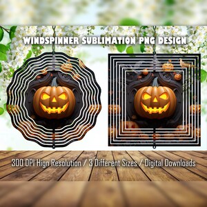 3D Halloween pumpkin wind spinner sublimation designs png, outdoor garden decor gift for him