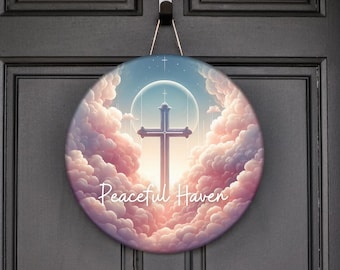 Peaceful haven Door Hanger png, 12 inch circular image digital download, high resolution png for sublimation designs, 12 inch sign