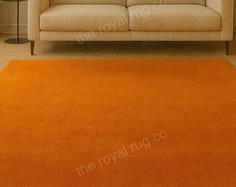Orange Wool Area Rug | Handwoven Minimalist Carpet
