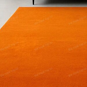Orange Wool Area Rug | Handwoven Minimalist Carpet image 2