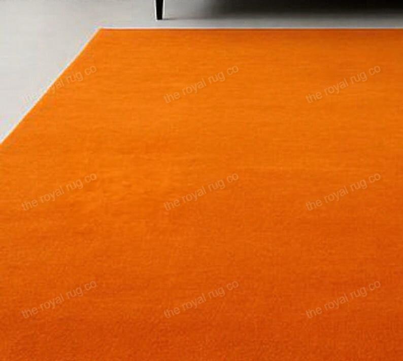 Orange Wool Area Rug | Handwoven Minimalist Carpet image 2