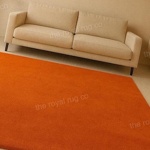 Orange Wool Area Rug | Handwoven Minimalist Carpet image 5