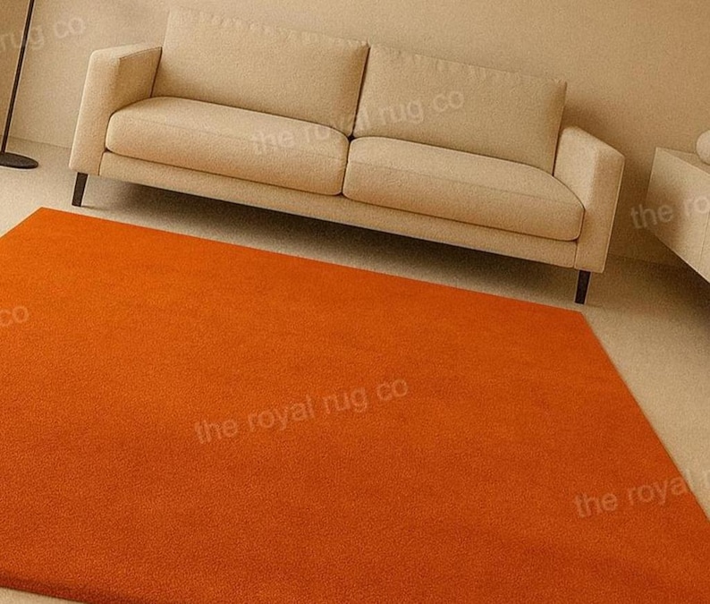 Orange Wool Area Rug | Handwoven Minimalist Carpet image 5