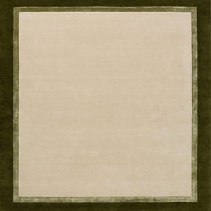 Olive Green & Beige Wool plain with border Hand Tufted Rug for Home Décor ,Kids Room Rug, Living Room Rug, Bed Room Rug