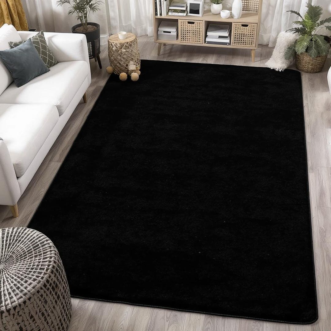 Modern Black Hand tufted Wool Area Rug Solid Color Carpet Etsy modern-black-hand-tufted-wool-area-rug-solid-color-carpet-etsy