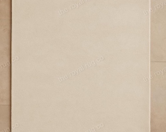 Alfombra de lana tejida a mano / Beige marfil, diseño minimalista moderno